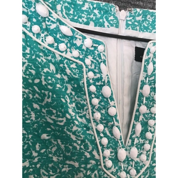 Tahari ASL Womens Sheath Dress Green Size 8 Sleeveless Knee Length 100% Cotton - Picture 3 of 8